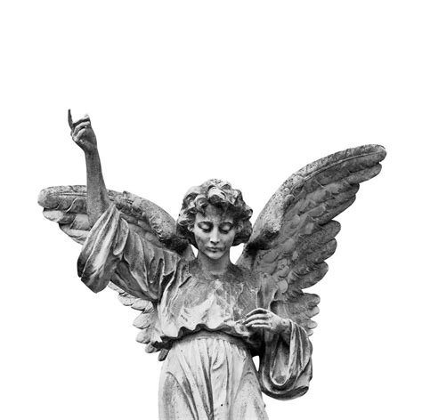 Winged Angel Statue Isolated On White Background