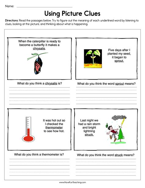 Using Context Clues Worksheets