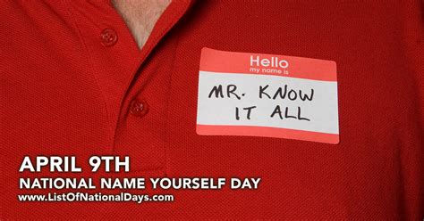 National Name Yourself Day List Of National Days