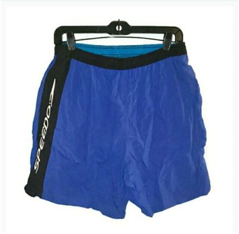 Speedo Vintage 90s Mens Swim Trunks Shorts Medium M Blue Black Ebay