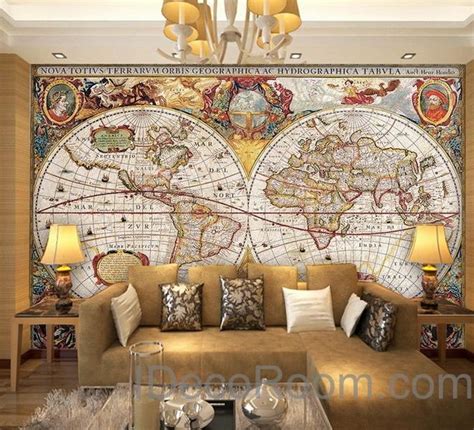 Gorgeous vintage map of dublin published in 1797. Vintage HD World Map Wallpaper Wall Decals Wall Art Print ...
