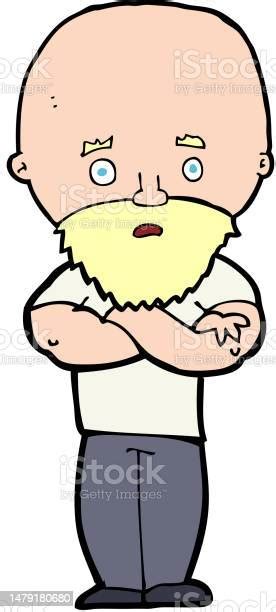 Cartoon Shocked Bald Man With Beard Stock Illustration Download Image