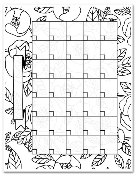 Workout Coloring Calendar Printable Free