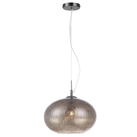 Glass Pendant Light With Smoke Crackle Effect 1 Light From Litecraft