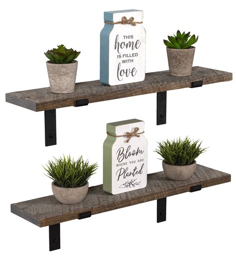Imperative Décor Rustic Wood Floating Shelves Wall Mounted Storage