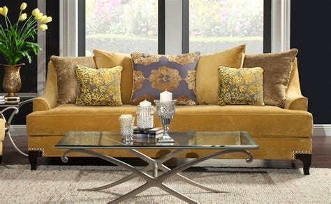 Viscontti Sm2201 Sf Traditional Style Gold Fabric Sofa Couch Gold