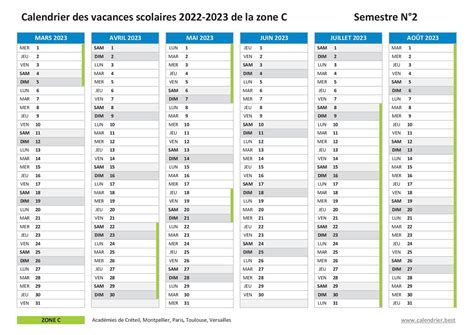 Calendrier 2023 Vacances Scolaires Et Jours Fériés à Imprimer