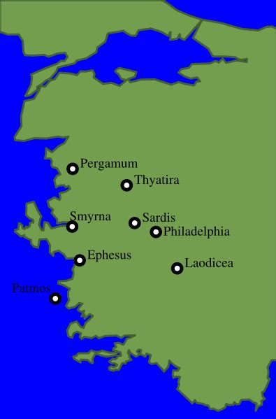 Map Of The Seven Churches Of Revelation And Patmos Revelation Bible