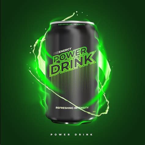 Free Vector Power And Refreshing Energy Drink Product Ad