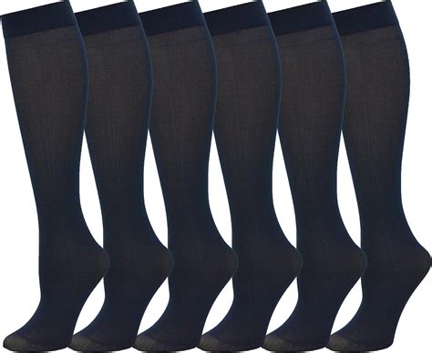 Trouser Socks For Women 6 Pairs Plus Stretchy Opaque Knee High Dress Sock Navy Blue At Amazon