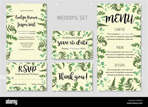 Wedding Invitation Floral Invite Thank You Rsvp Card Design Green