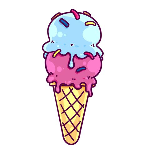 Ice Cream Illustration Colorful Cartoon Png