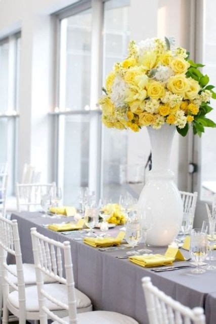 25 Chic Grey And Yellow Wedding Tablescapes Weddingomania