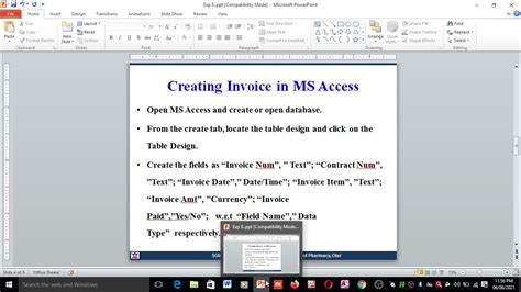 Creating Invoice Table Using Ms Access Computer Application In
