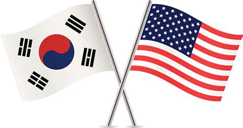 American And South Korean Flags Vector Stock Illustration Download