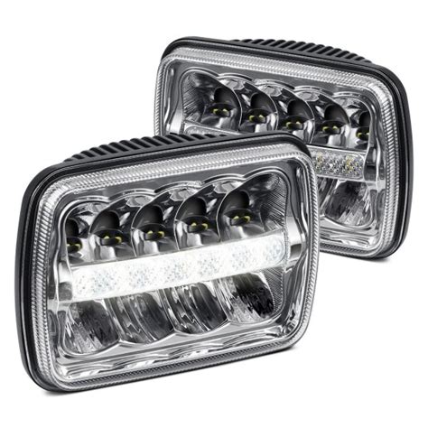 Lumen 7x6 Rectangular Chrome Led Headlights With Drl