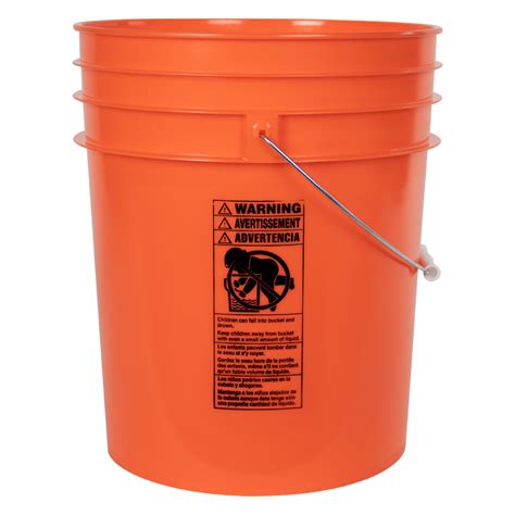 Gallon Orange Hdpe Premium Round Bucket With Wire Bail Handle
