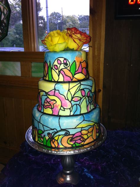 Stained Glass Wedding Cake For A Wedding Reception At An Irish Pub