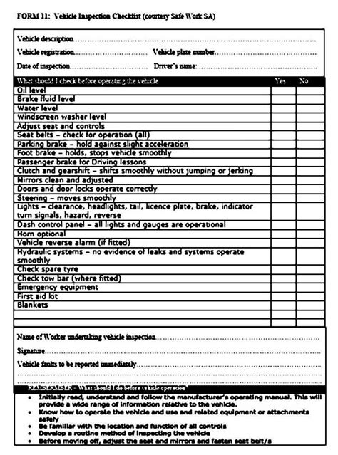 Car Inspection Checklist Information Gmpbcdallas
