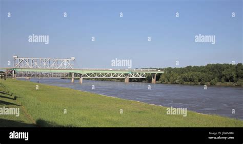 Bridges Over The Missouri River Flowing Through Kansas City Kansas