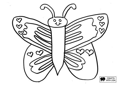 Butterfly Hearts Coloring Page Crafts With Lisa
