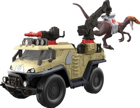 Buy Mattel Jurassic World Dominion Capture And Crush Truck With Velociraptor Vehicle Toy With