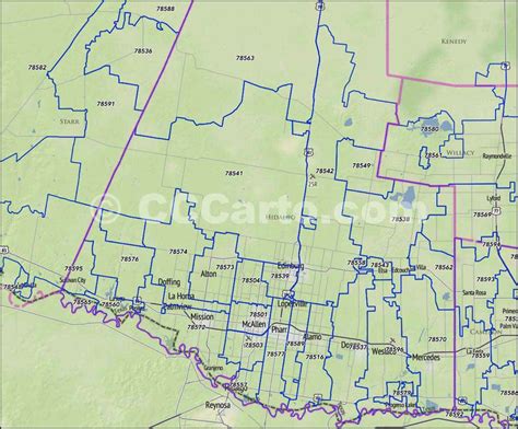 Hidalgo County Tx Zip Code Boundary Map