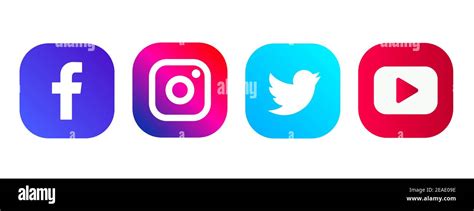 Facebook Instagram Twitter Collection Popular Social Media Logo Black