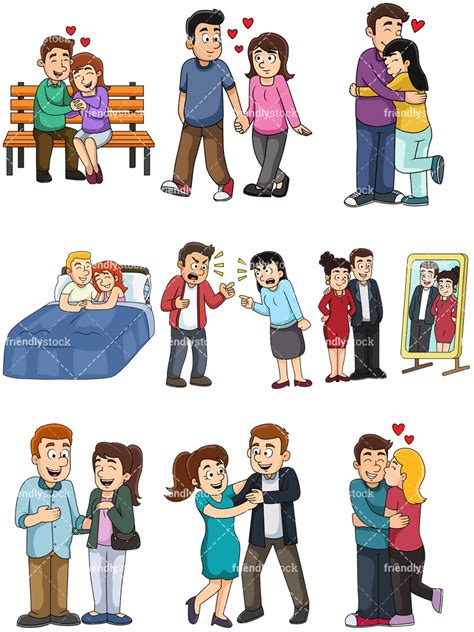 couples man and woman cartoon vector clipart friendlystock