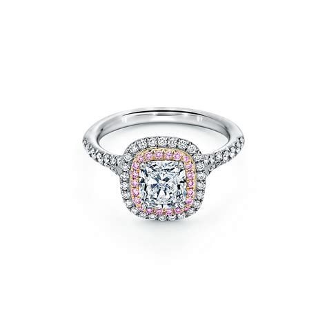Кольцо Tiffany Soleste бриллиант огранки кушон платина розовые