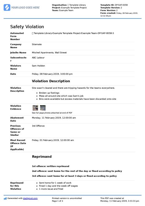 Warning letter for physical assault. Warning letter for safety non compliance sample and template