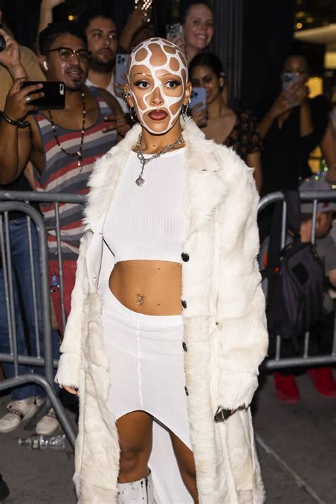 Doja Cat Wears White Face Paint At Vogue World All White Outfit White