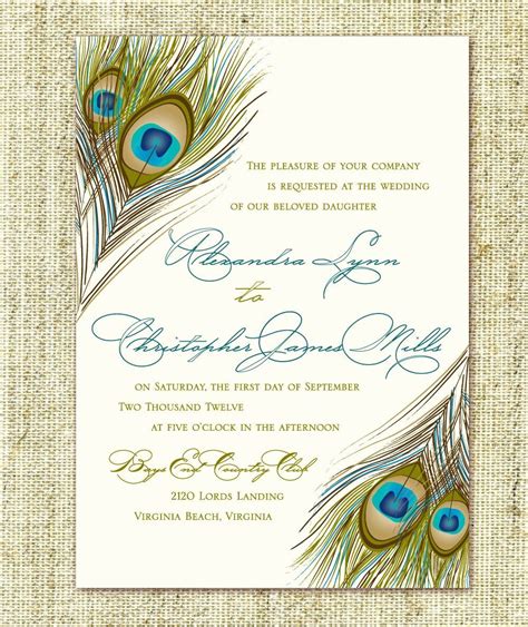 Peacock Invitations Template Free Awesome Peacock Feather Invitation