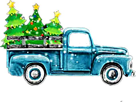 Watercolor Truck Antique Christmas Christmastruck Truck Clipart