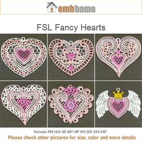 Fsl Fancy Hearts Free Standing Lace Machine Embroidery Designs