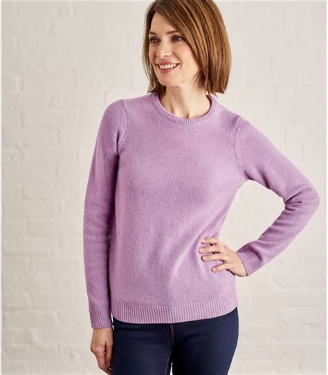 Soft Lavender Womens Lambswool Crew Neck Jumper Woolovers Au