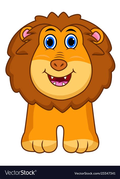 Cute Lion Cartoon Isolated On White Background Vector Image