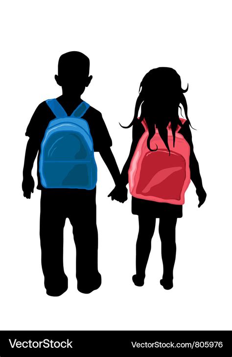 Back To School Kids Silhouette Royalty Free Vector Image