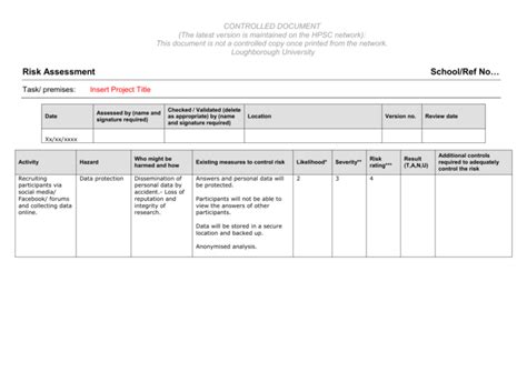Risk Assessment Questionnaire 9 Examples Format Pdf E