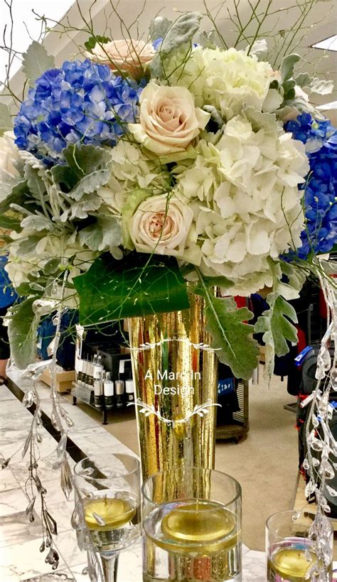 Tall Hydrangea And Roses Centerpiece Wedding Reception Centerpieces