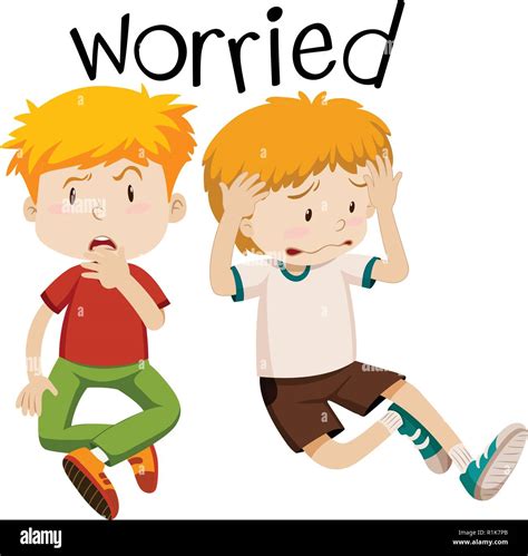 English Vocabulary Of Worried Illustration Stock Vector Image And Art Alamy