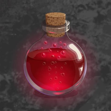 Botella Con Poción Roja Icono De Juego Del Elixir Mágico Vector Premium