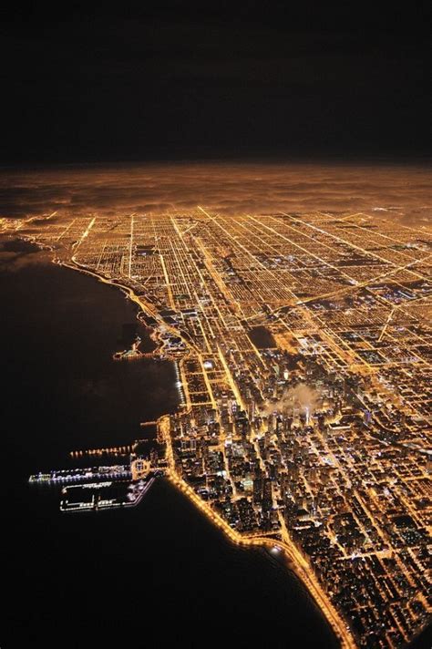 Lights Of Chicago Chicago At Night Aerial View City Lights