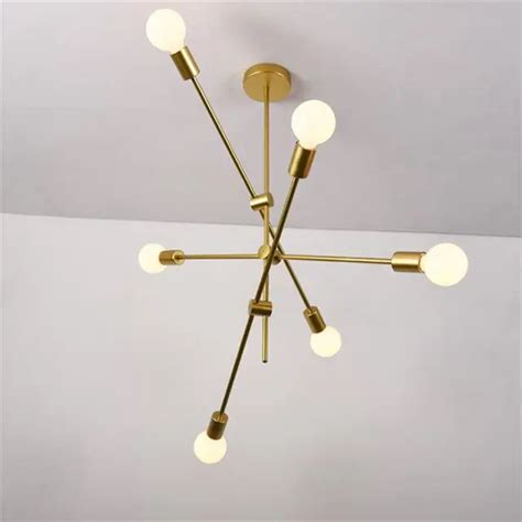 Modern Sputnik Brushed Brass Gold Chandelier Modern Nordic E27 Light