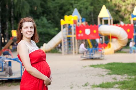 Pregnancy Woman Against Playground Stock Image Image Of Cheerful Gravida 29040581