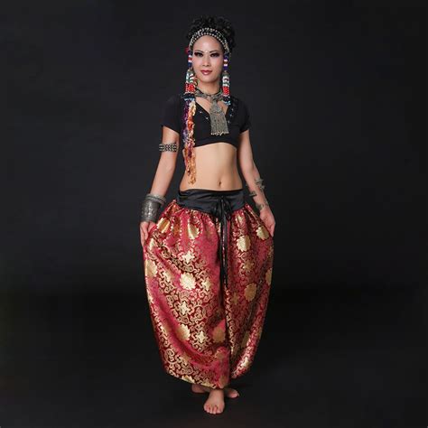 Women Tribal Belly Dance Costume Top And Pants Gypsy Dance Costume 3