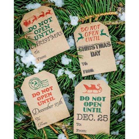 Do Not Open Until Christmas Adhesive Kraft T Tags