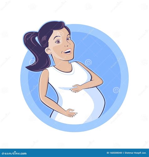 funny cartoon illustration of a pregnant woman in a badge stock vector illustration of clipart