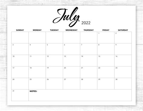 Printablefillable July Calendar 2022 Planner July 2022 Etsy In 2022