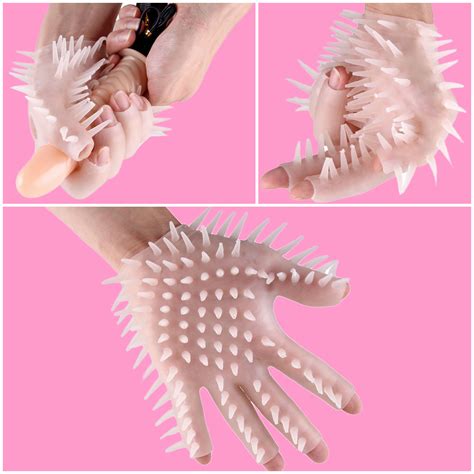silica gel sexy spike glove adult games masturbation massage glove adult sex toys products w1535